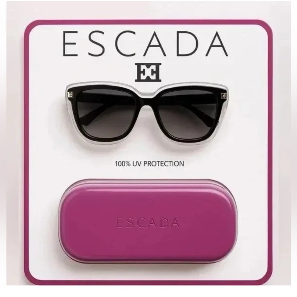 Escada Elegant Black Sunglasses with Vibrant Pink Case
